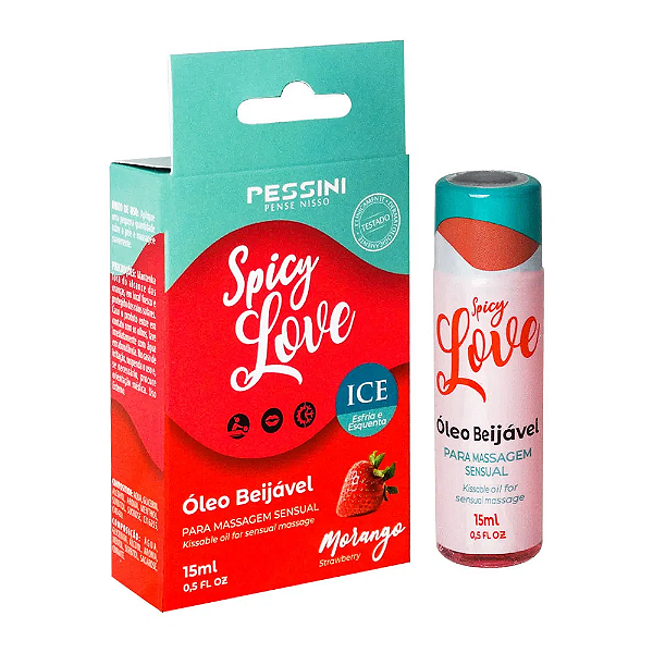 Óleo Beijável Spicy Love Ice Morango 15ml Pessini