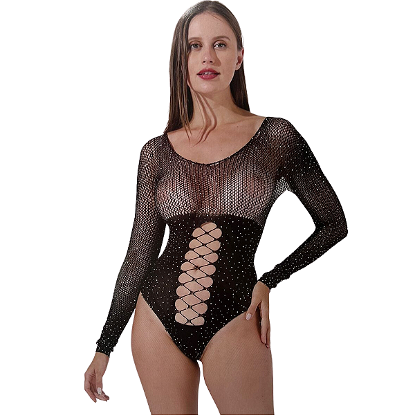 Bodystocking Luna Body Sensual com Strass