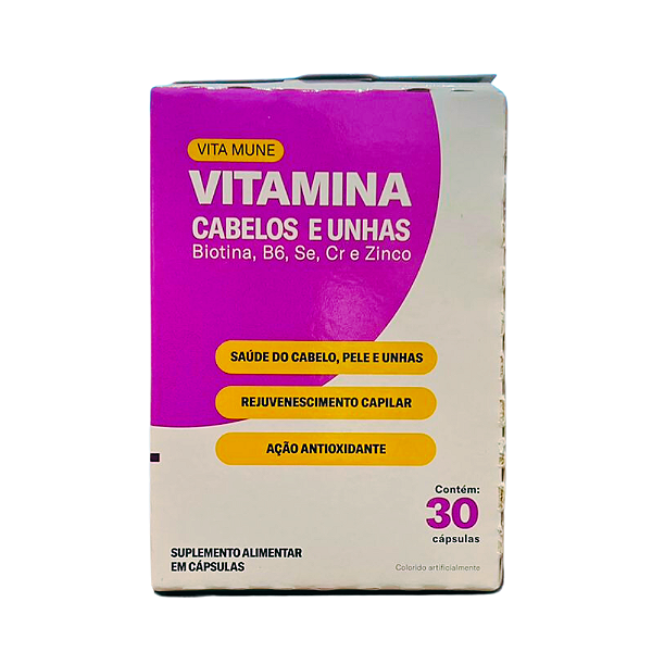 Vita Mune Suplemento Vitamínico Cabelos E Unhas Com 30 Cápsulas Cimed