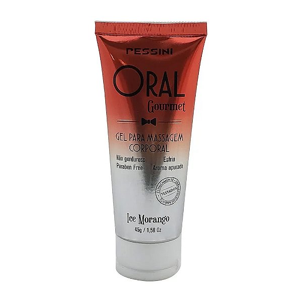 Oral Gourmet Gel Beijável Que Esfria De Ice Morango 35ml/45g Pessini