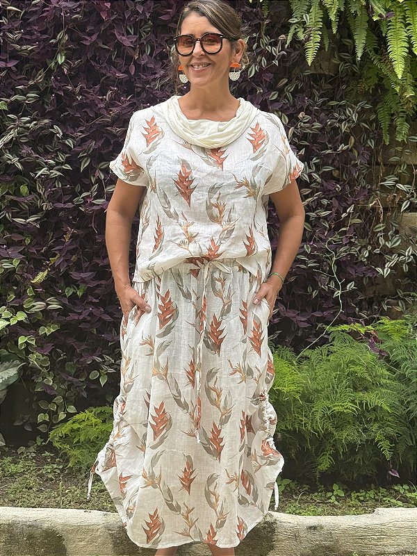 Saia e Blusa puro linho