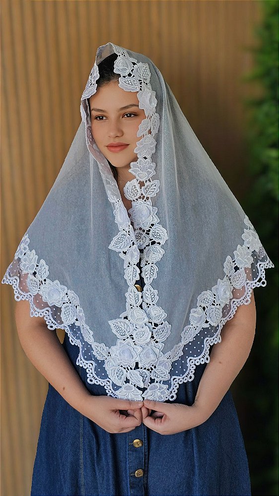 Véu CCB Graziela de algodão + Porta Véu