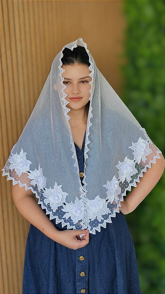 Véu CCB Rosária de algodão + Porta Véu