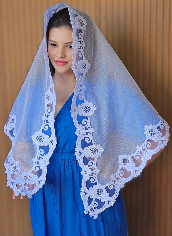 Véu CCB Jardim Imperial bordado + Porta Véu