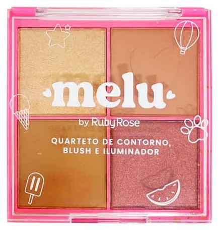 Quarteto de Contorno, Blush e Iluminador MELU