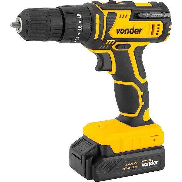 Parafusadeira/furadeira de impacto a bateria 20V fonte de carregamento bivolt automática PFV 020I VONDER