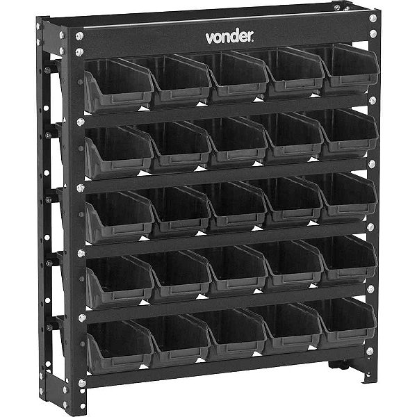 Estante metálica com gaveteiros modelo prático preto 25/3 VONDER