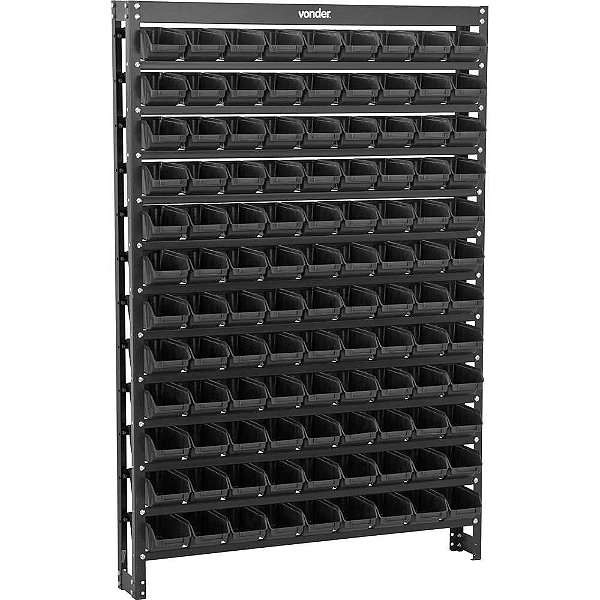 Estante metálica com gaveteiros modelo prático preto 108/3 VONDER