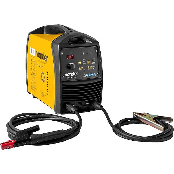 Inversor para solda com eletrodo e TIG 300 A RIV300 PFC com display digital alimentação automática monofásico e trifásico VONDER