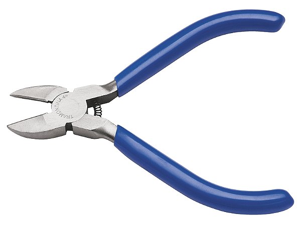Alicate com Corte Diagonal 4" Tramontina Basic Aço Especial com Empunhadura em PVC Azul