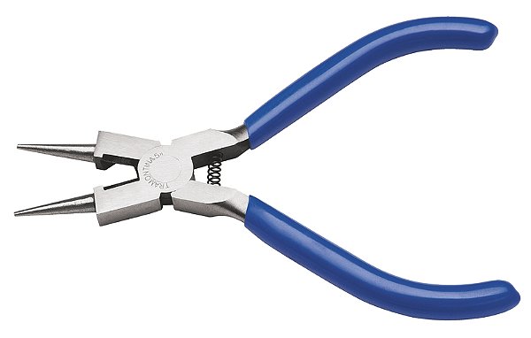 Alicate Bico Redondo 5" Tramontina Basic Aço Especial com Empunhadura em PVC Azul