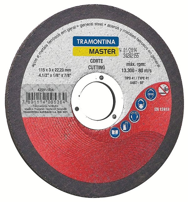 Disco de Corte 4.1/2" Tramontina MASTER para Aços e Metais