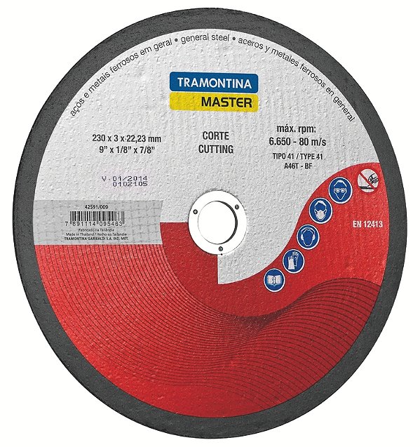 Disco de corte 9" Tramontina MASTER para Aços e Metais