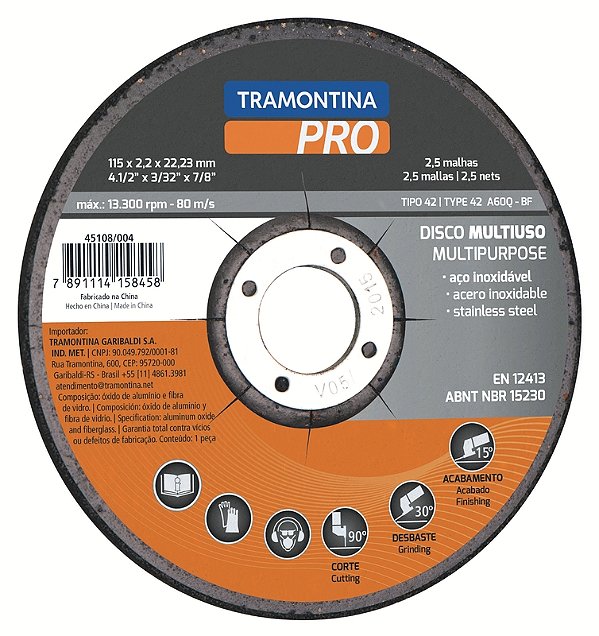 Disco de Corte e Desbaste Multiuso 4.1/2" Tramontina PRO
