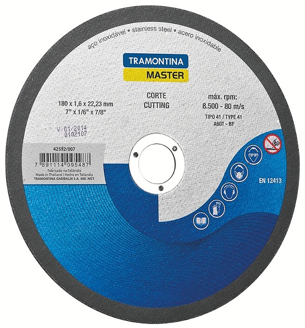 Disco de Corte Fino 7" Tramontina MASTER para Aço Inox e Materiais Endurecidos