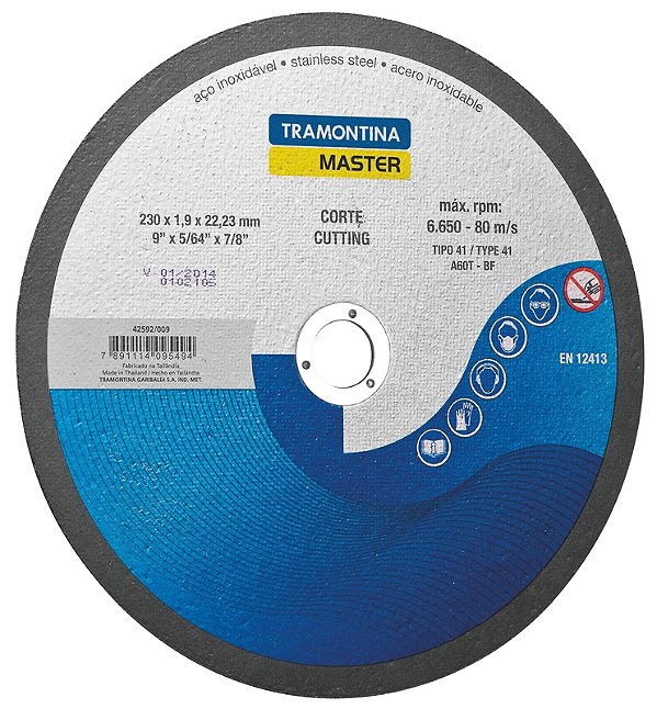 Disco de Corte Fino 9" Tramontina MASTER para Aço Inox e Materiais Endurecidos