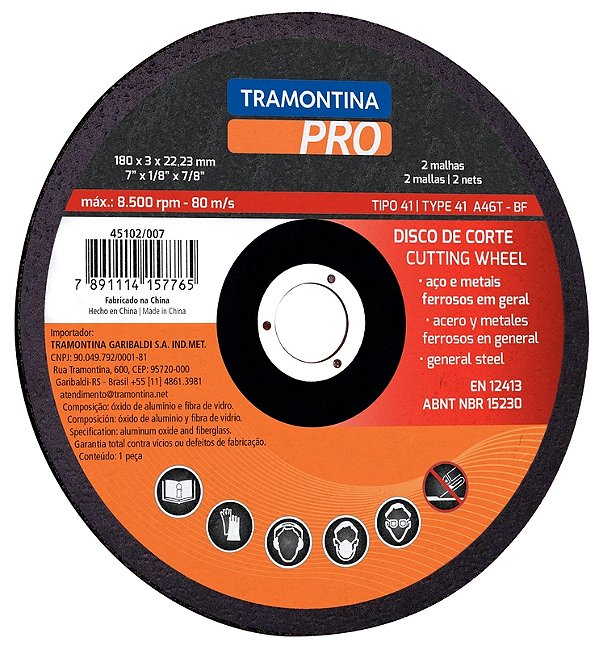 Disco de Corte para Aços e Metais Ferrosos em Geral 9" Tramontina PRO