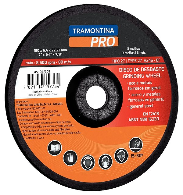 Disco de Desbaste 4.1/2" para Aços e Metais Ferrosos em Geral Tramontina PRO