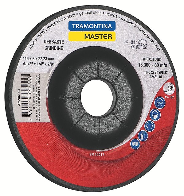 Disco de Desbaste 4.1/2" Tramontina MASTER para Aços e Metais