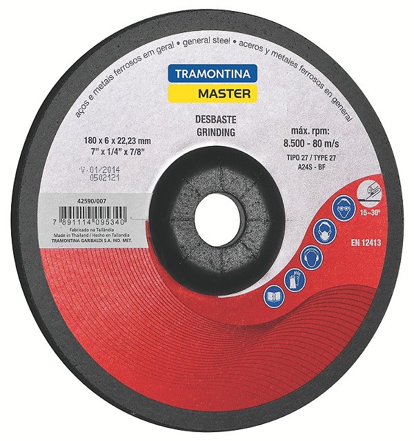 Disco de Desbaste 7" Tramontina MASTER para Aços e Metais
