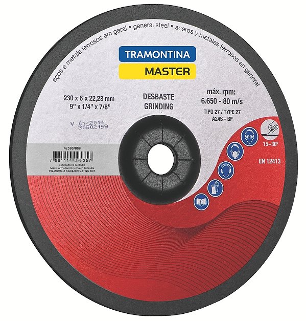 Disco de Desbaste 9" Tramontina MASTER para Aços e Metais