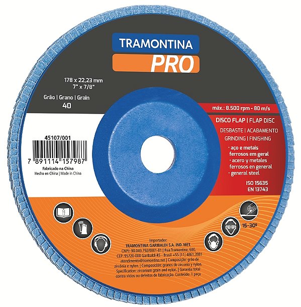 Disco Flap para Acabamento 7" - Grão 40 Tramontina PRO