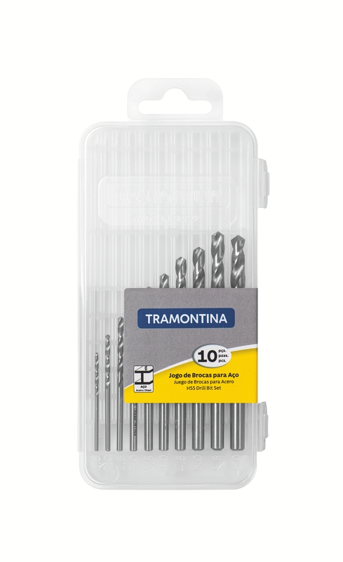 Jogo de Brocas para Aço Tramontina DIN 338 10 Peças – Tamanhos de 1,5 mm a 6 mm