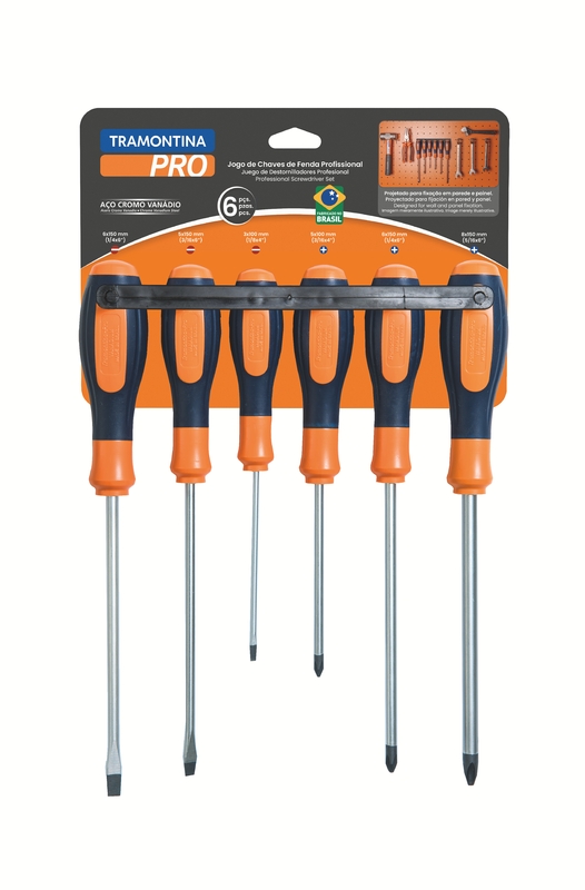 Jogo de Chaves de Fenda Ultragrip Plus Tramontina PRO 6 Peças – Tamanhos Variados (3/16” a 5/16”)