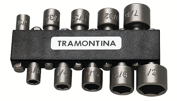 Jogo de Ponteiras Tramontina MASTER Tipo Soquete 10 Peças – Tamanhos de 5/32" a 1/2"
