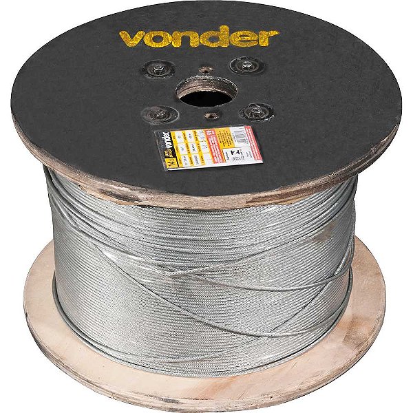 Cabo de aço com alma de aço galvanizado 3,18mm - 1/8" 18 x 7 rolo com 1.000 metros VONDER