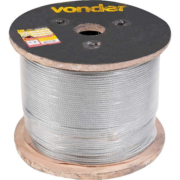 Cabo de aço galvanizado alma de aço 3,97mm - 5/32" 6 x 19M rolo com 500 metros VONDER