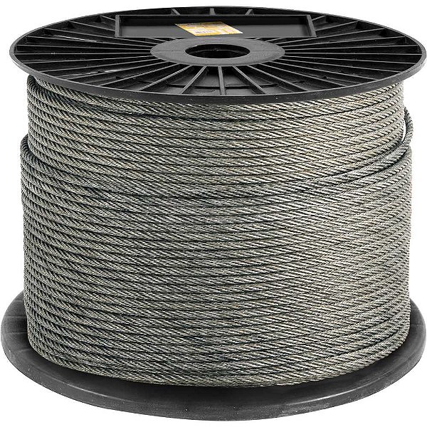 Cabo de aço galvanizado alma de fibra 3,18mm - 1/8" 6 x 19M rolo com 500 metros VONDER