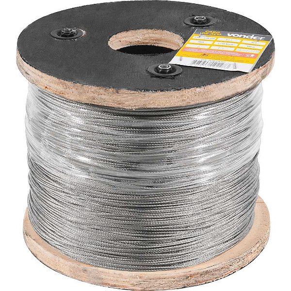 Cabo de aço inox alma de aço 1,59mm - 1/16" 6 x 7 rolo com 500 metros VONDER