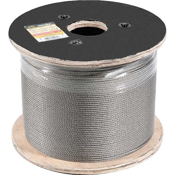 Cabo de aço inox alma de aço 3,97mm - 5/32" 6 x 7 rolo com 500 metros VONDER