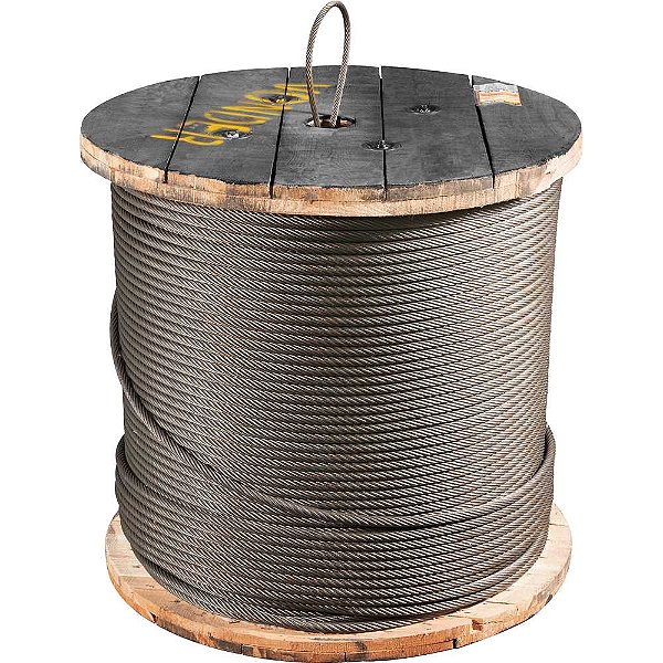Cabo de aço para elevadores alma de fibra polido 15,90mm - 5/8" 8 x 19S rolo com 1.000 metros VONDER