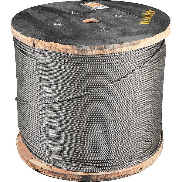 Cabo de aço para elevadores alma de fibra polido 9,53mm - 3/8" 8 x 19S rolo com 2.000 metros VONDER