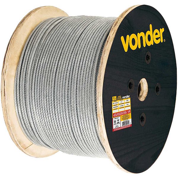 Cabo de aço plastificado transparente alma de fibra 6,35mm - 1/4" 6 x 19S VONDER