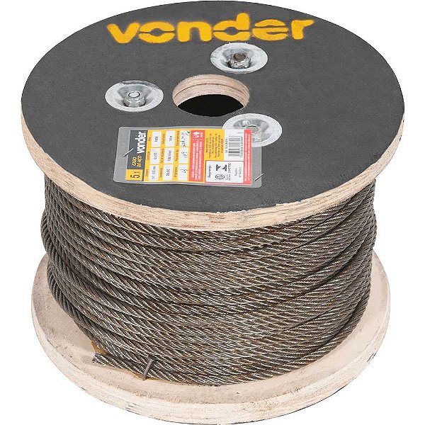 Cabo de aço polido alma de fibra 7,94mm - 5/16" 6 x 19S VONDER