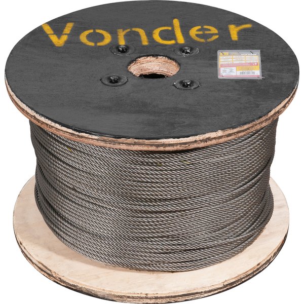 Cabo de aço polido alma de fibra 9,53mm - 3/8" 6 x 36WS rolo com 500 metros VONDER