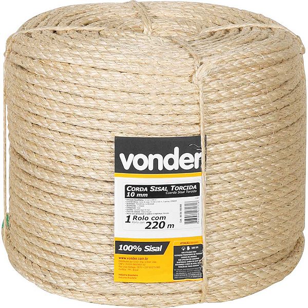 Corda de sisal 10mm x 220m 3 pernas VONDER