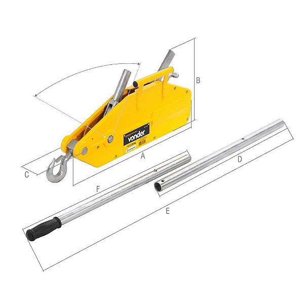 Guincho de alavanca 3,2 toneladas (3,2 tf) x 20m GAV 3200 VONDER