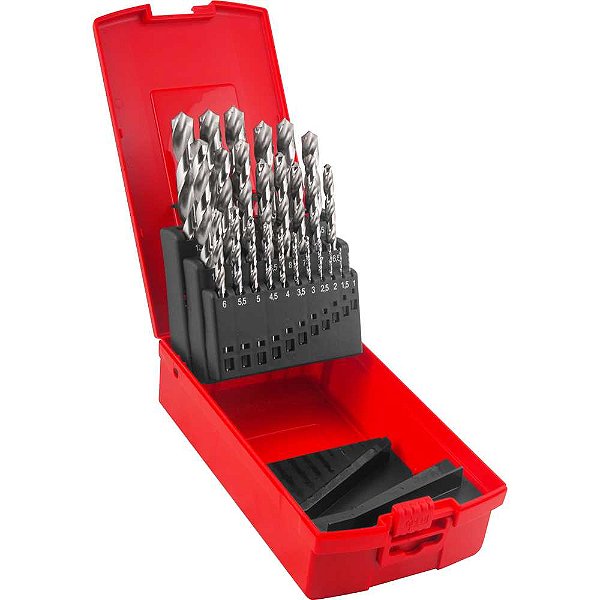 Jogo de brocas de aço rápido DIN 338 1,0mm a 13,0mm com 25 peças A114 DORMER