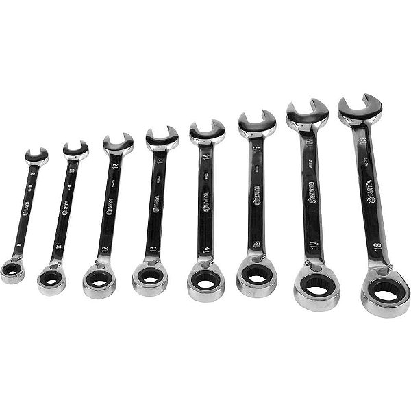 Jogo de chaves combinadas com catraca reversível 8,0mm a 18,0mm com 8 peças ST09041 SATA
