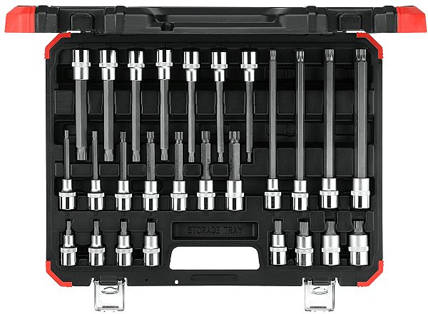 Jogo de soquetes multidentados encaixe de 1/2" com 26 peças M5 a M16 R68003026 GEDORE RED