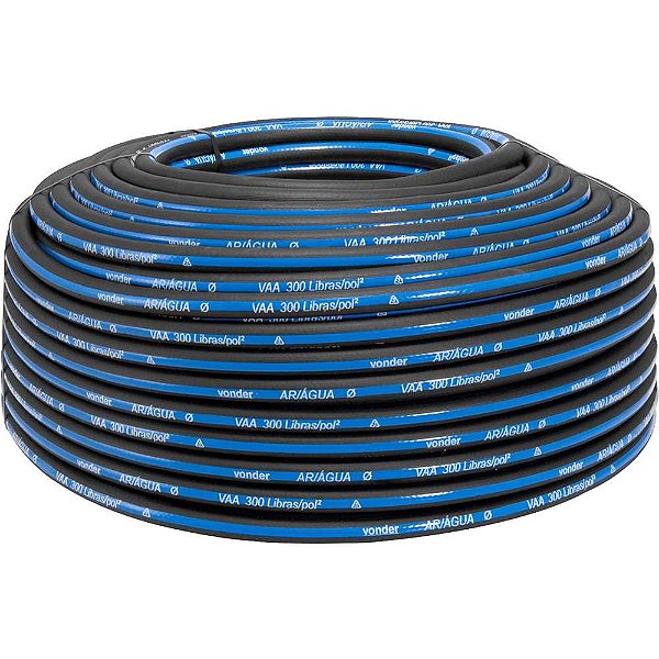 Mangueira para ar/água 300 lbf/pol² 1/2" - 12,7mm rolo com 100 metros VONDER