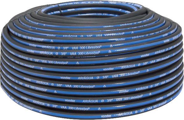 Mangueira para ar/água 300 lbf/pol² 1/4" - 6,3mm rolo com 100 metros VONDER