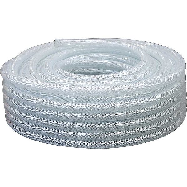 Mangueira PVC cristal trançada PTN 250 libras 3/4" rolo com 50 metros NOVE54