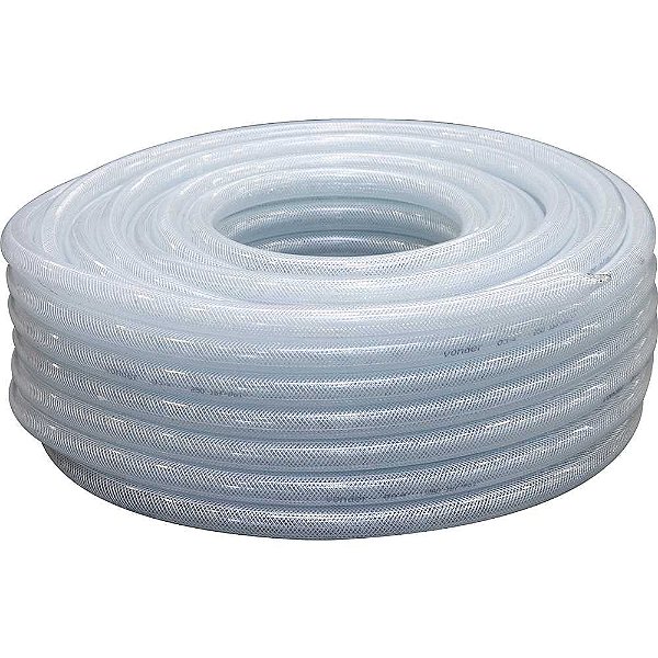 Mangueira PVC cristal trançada VPT 250 libras 3/4" rolo com 50 metros VONDER