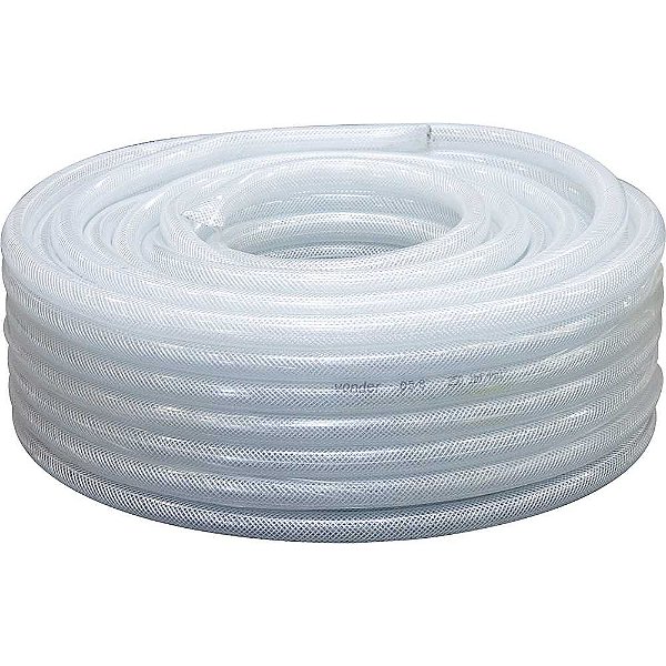 Mangueira PVC cristal trançada VPT 250 libras 5/8" rolo com 50 metros VONDER