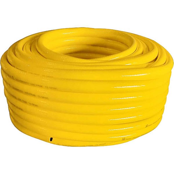 Mangueira PVC trançada 3/4" x 3mm amarela antitorção rolo com 50 metros VONDER